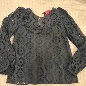 Lilly Pulitzer Caroline Eyelet Top Size XS Black